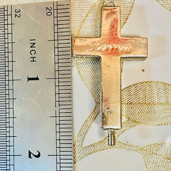 VTG CRUSIFIX RELIC CROSS PENDANT RELIGIOUS CATHOLIC CHRISTIAN Roma Italy - Picture 3 of 5